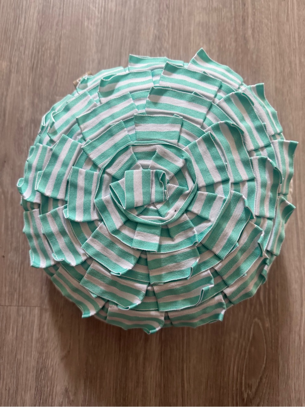Pottery Barn Teen Mint Green & White Round Ruffle Pillow